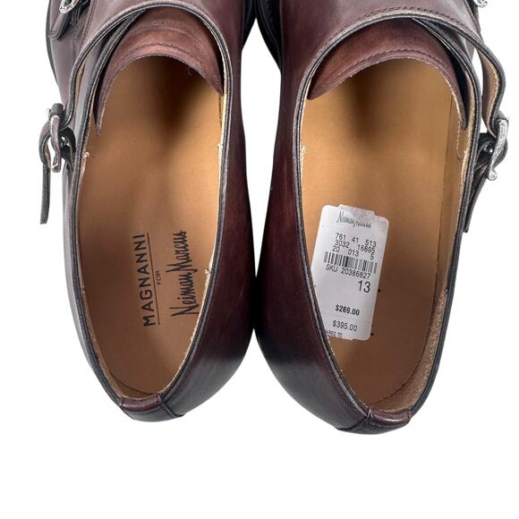 Magnanni For Neiman Marcus Double Monk Strap Loafers Men’s 13 M Brown Shoes New - Picture 6 of 9